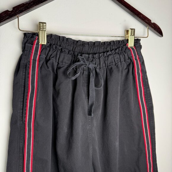 Xirena SIde Striped Track Pants Tapered Cropped Cotton Twill Black Red Size XS - Picture 2 of 6